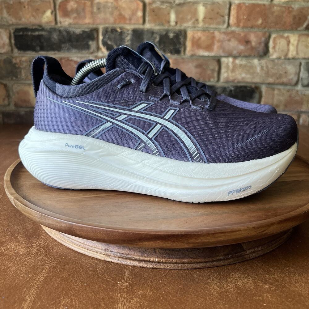 Asics Gel Nimbus 27 Womens 7.5 Gray Blue Blue Max Cushion Running Shoes Sneakers - Picture 9 of 16